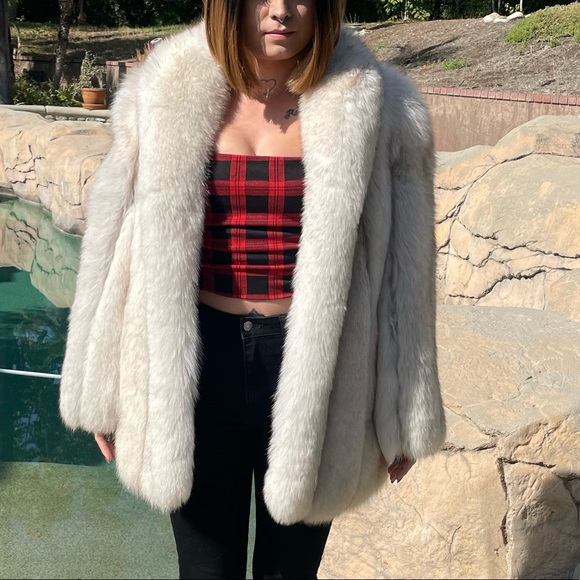 Saga GENUINE blue fox fur coat with satin lining